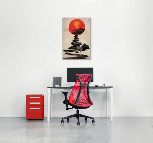 Tableau Zen Bureau - Soleil Rouge Affiches, reproductions et œuvres graphiques Art Virtuoso   