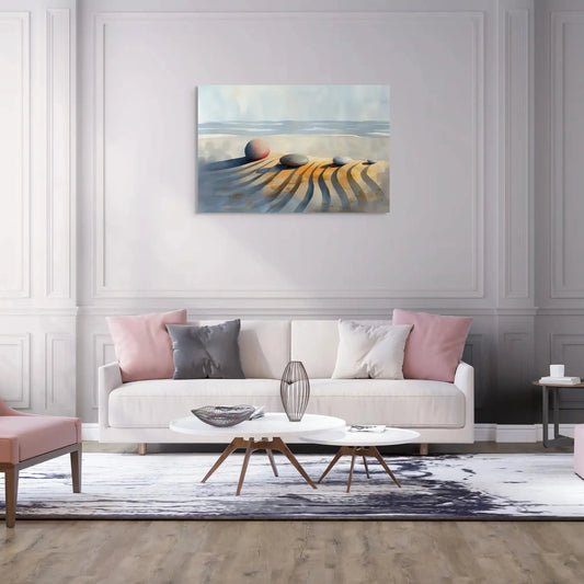Tableau Zen Galet - Sable Harmonieux Affiches, reproductions et œuvres graphiques Art Virtuoso