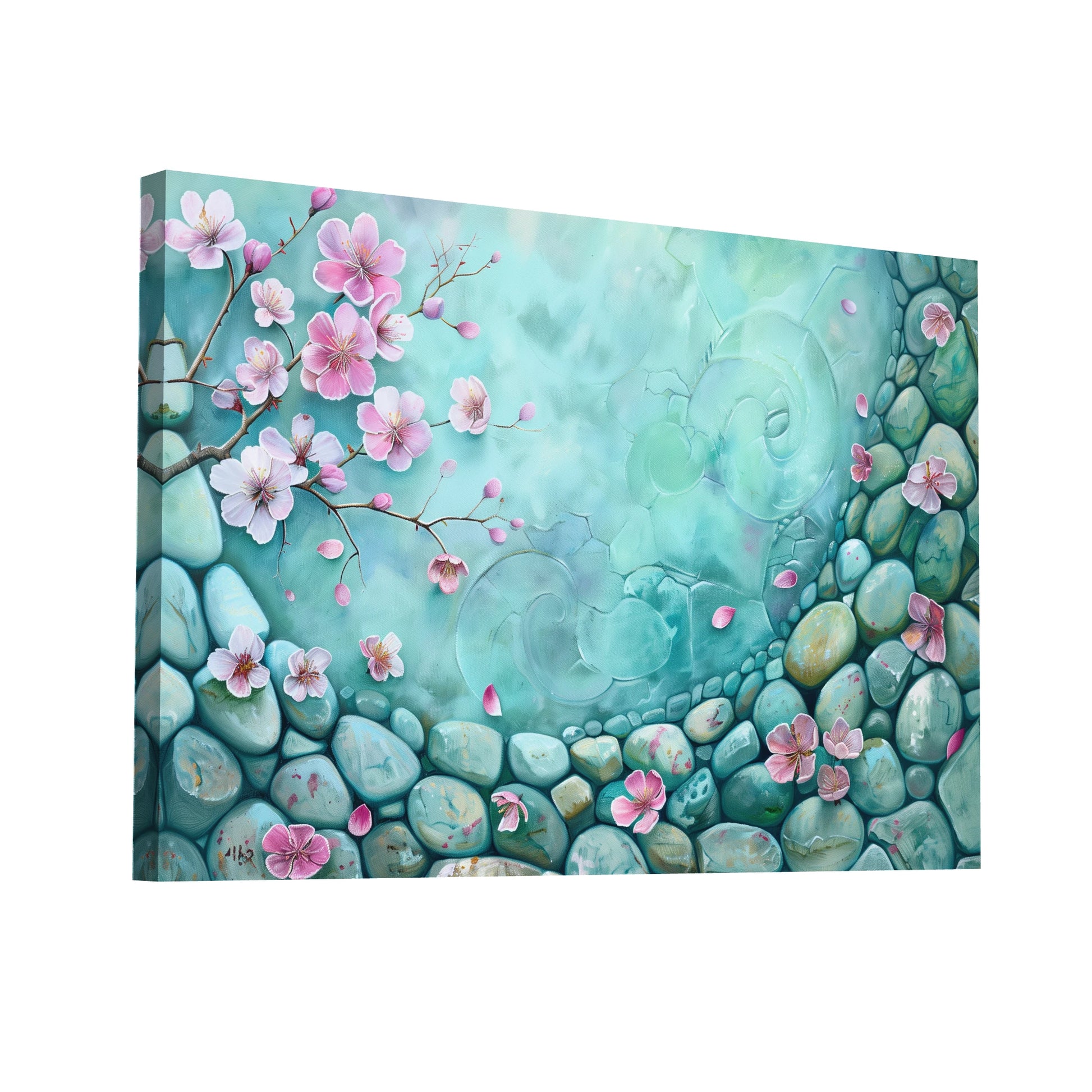Product Hero 3D WebP Tableau Zen Galets et Fleurs - Art Virtuoso
