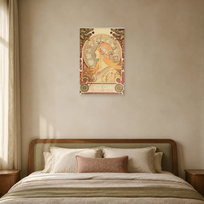 Tableau Zodiaque (La Plume) – Alphonse Mucha dans une chambre - Art Virtuoso
