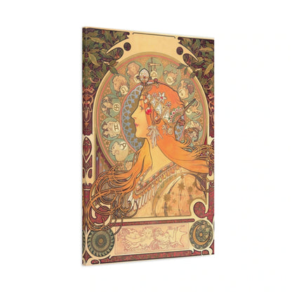 Tableau Zodiaque (La Plume) – Alphonse Mucha - toile 3D avec bords imprimés - Art Virtuoso