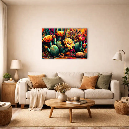 Blühender Mexiko-Kaktus – Wilde Blüte und Wüstenschönheit – Wandbild