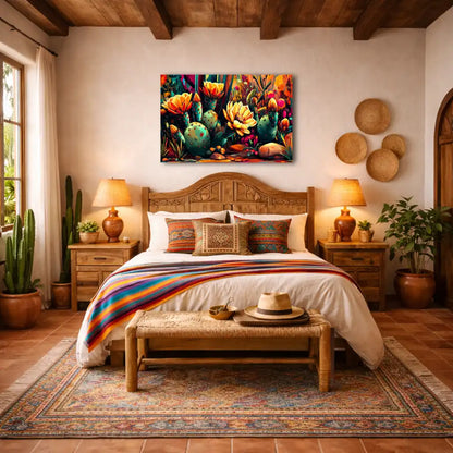 Blühender Mexiko-Kaktus – Wilde Blüte und Wüstenschönheit – Wandbild