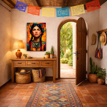 Mexikanische Frau – Traditionelles Porträt – Wandbild