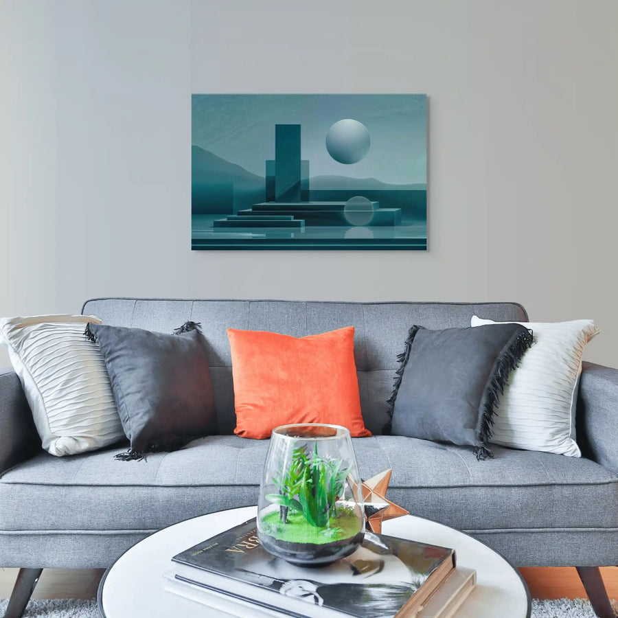 Tableau Abstrait Bleu Canard