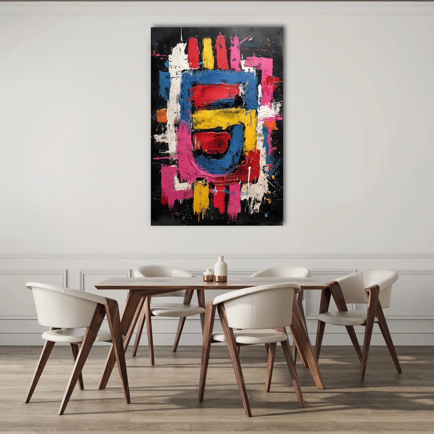 Tableau Abstrait Fond Noir - Éruption Créative