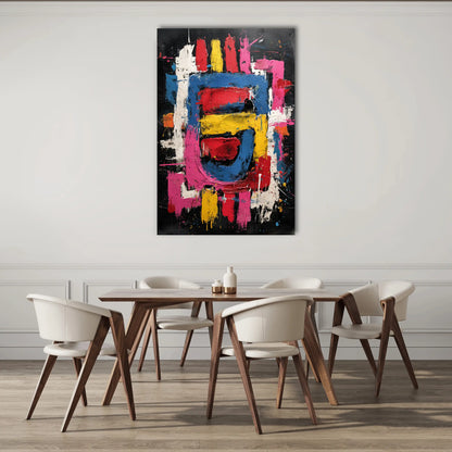 Tableau Abstrait Fond Noir - Éruption Créative