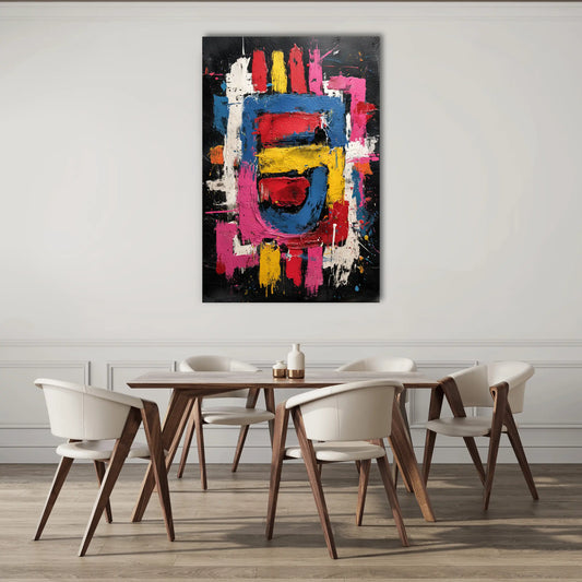 Tableau Abstrait Fond Noir - Éruption Créative