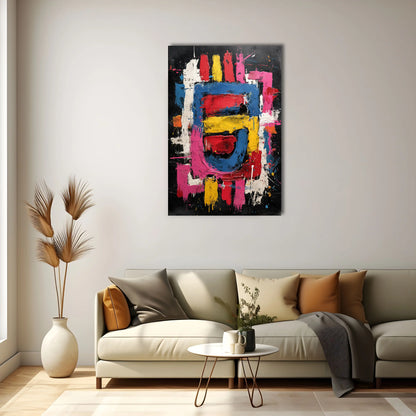 Tableau Abstrait Fond Noir - Éruption Créative