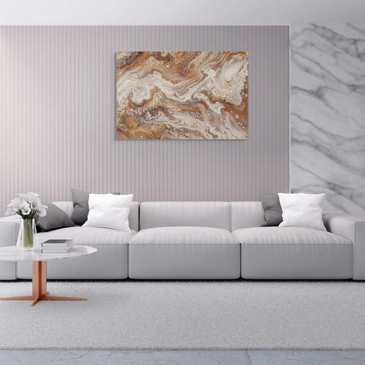 Tableau Abstrait Marron Beige Art Virtuoso