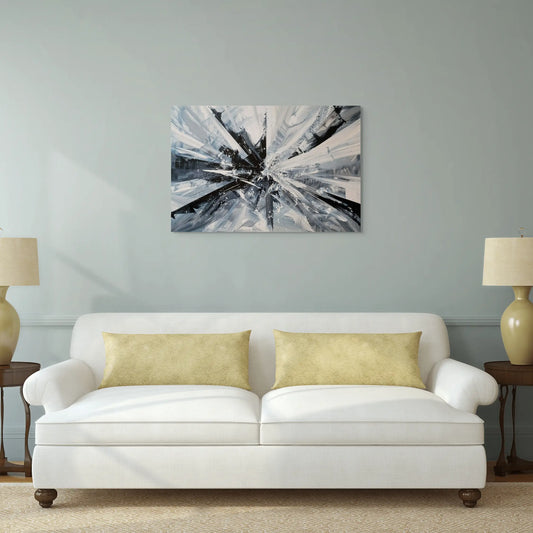 Tableau Abstrait Noir et Blanc Gris  Art Virtuoso