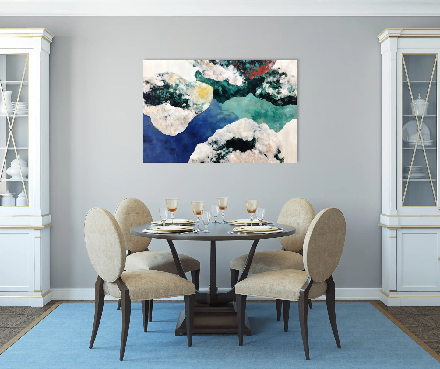 Tableau Ambiance Scandinave – lagons cobalt et banquise opaline
