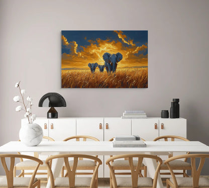 Tableau Animaux Éléphants dans la Savane Affiches, reproductions et œuvres graphiques Art Virtuoso