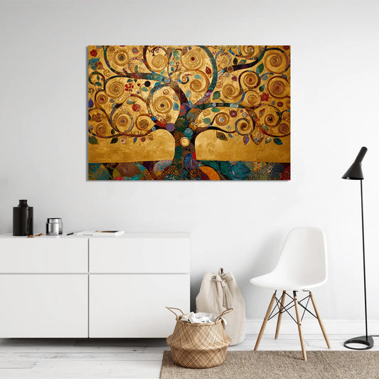 Tableau Arbre de Vie Klimt – Spirales d’Or et Songes
