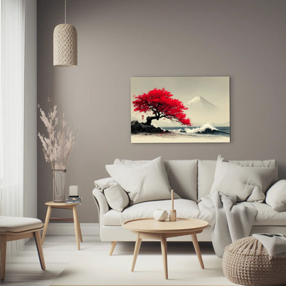Tableau Arbre Japonais – Érable Rouge au Rivage du Fuji