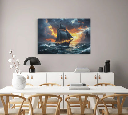 Tableau Bateau Ancien : Odyssée au Crépuscule Affiches, reproductions et œuvres graphiques Art Virtuoso