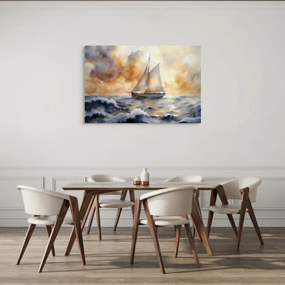 Tableau Bateau à Voile : Horizon Doré Affiches, reproductions et œuvres graphiques Art Virtuoso