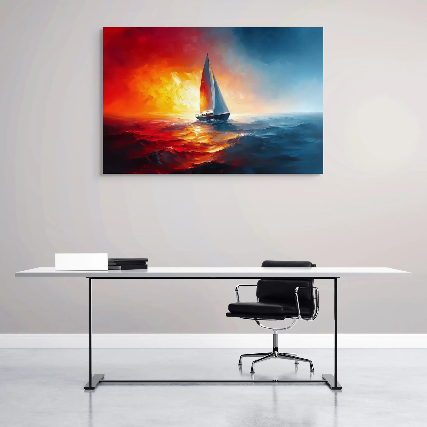 Tableau Bateau Coucher de Soleil : Fusion Marine Affiches, reproductions et œuvres graphiques Art Virtuoso