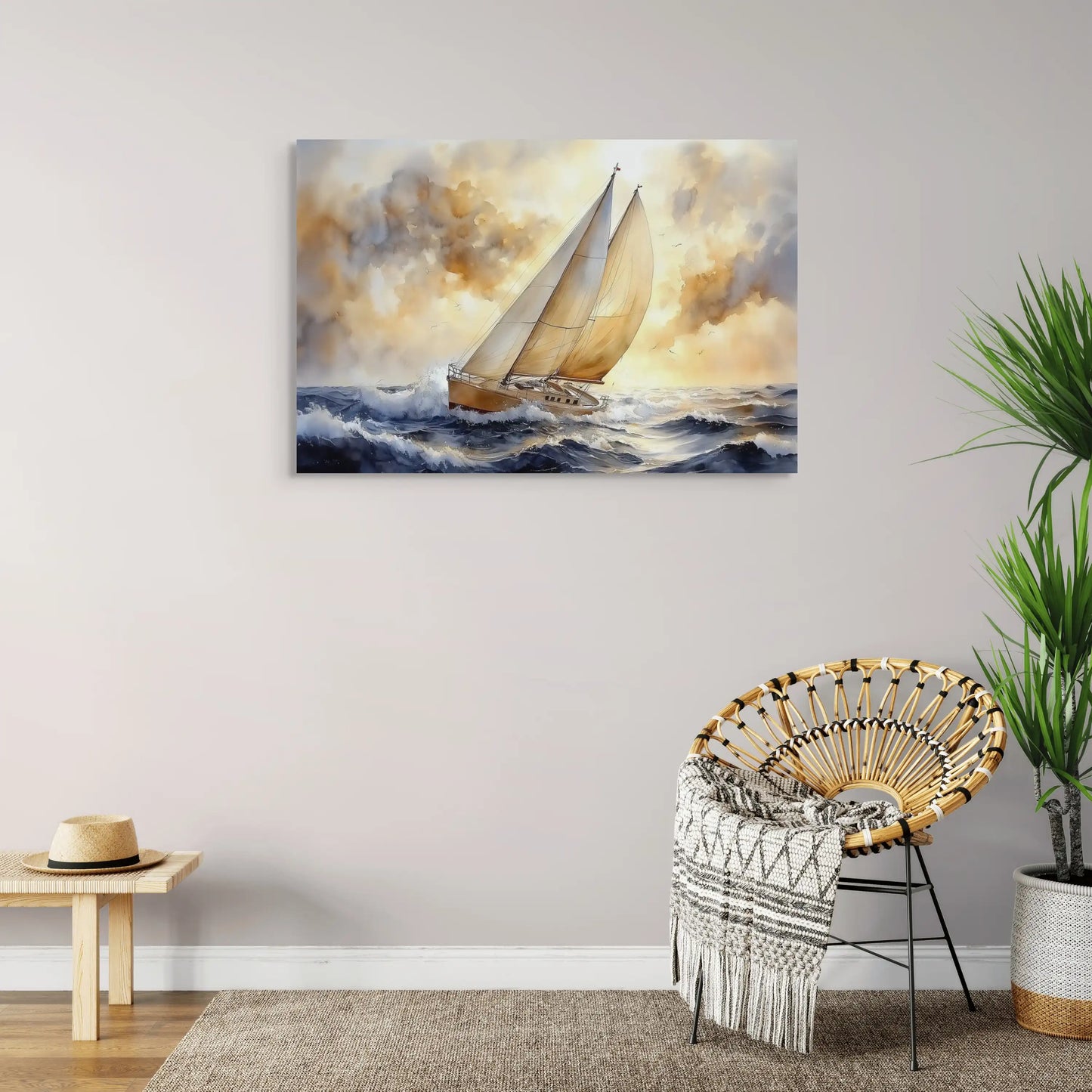 Tableau Bateau Voilier : Lumière sur les Vagues Affiches, reproductions et œuvres graphiques Art Virtuoso