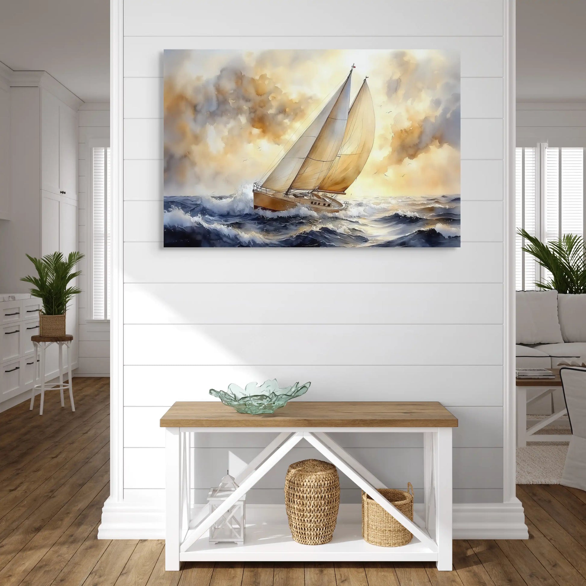 Tableau Bateau Voilier : Lumière sur les Vagues Affiches, reproductions et œuvres graphiques Art Virtuoso