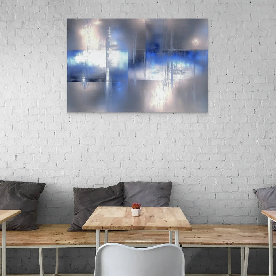 Tableau Bleu et Argent - Miroir d' Hiver