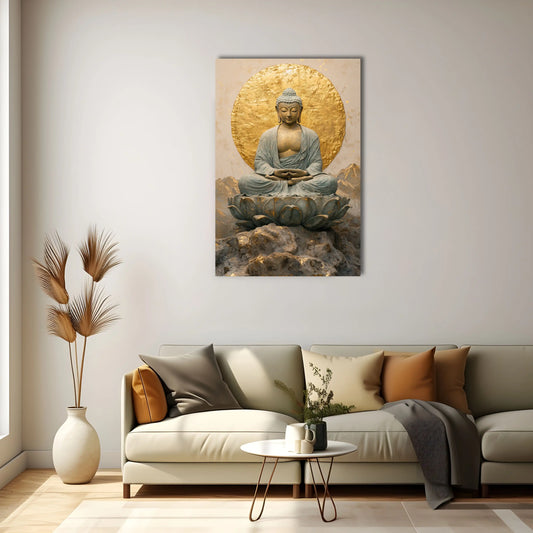 Tableau Bouddha Doré : Illumination