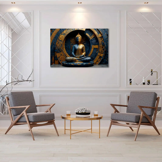 Tableau Bouddha Grand Format : Sagesse Dorée