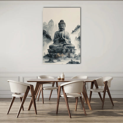 Tableau Bouddha Noir et Blanc : Méditation Éternelle