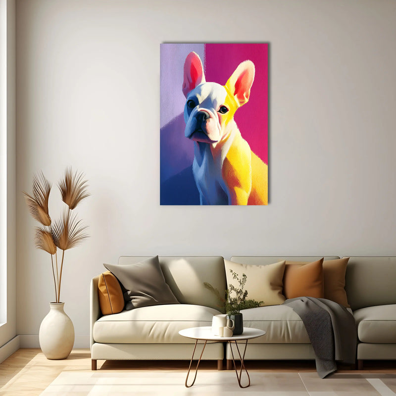Bunte Französische Bulldogge als Pop-Art-Leinwandbild