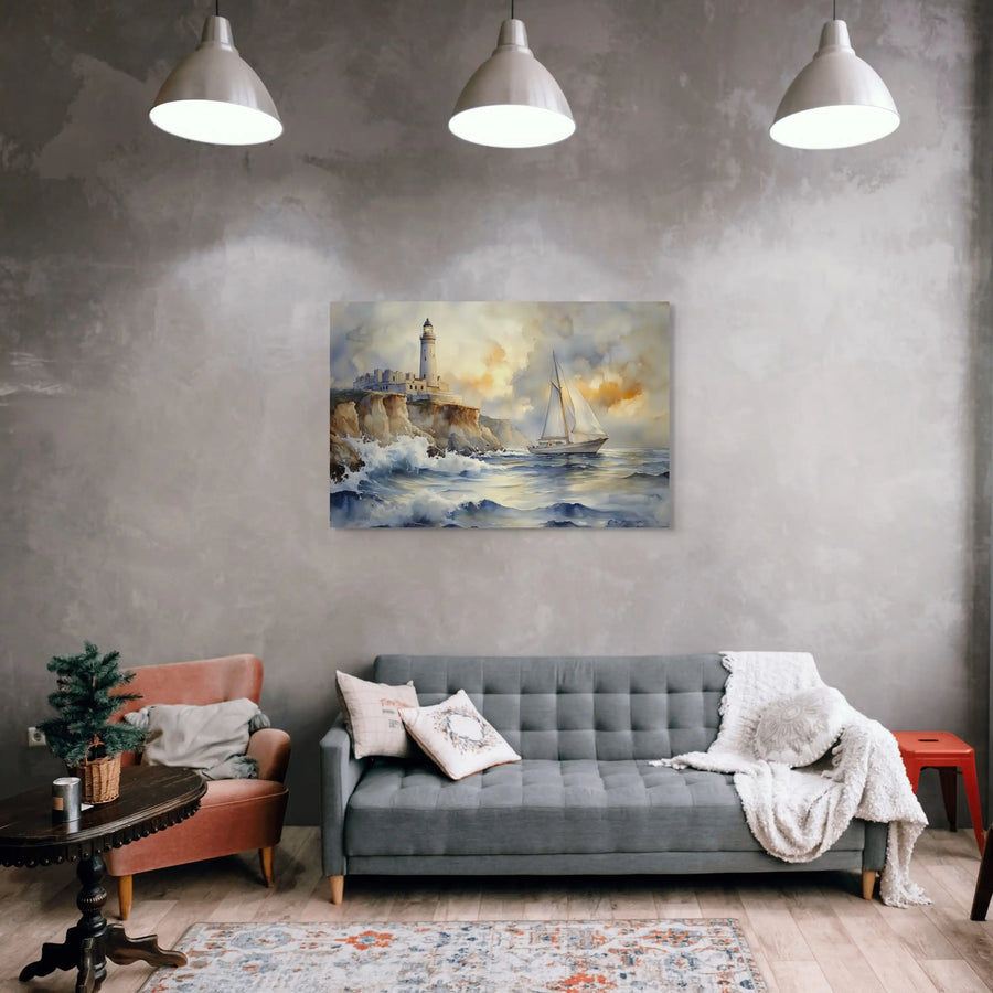 Tableau Bretagne Vintage : Phare Atlantique