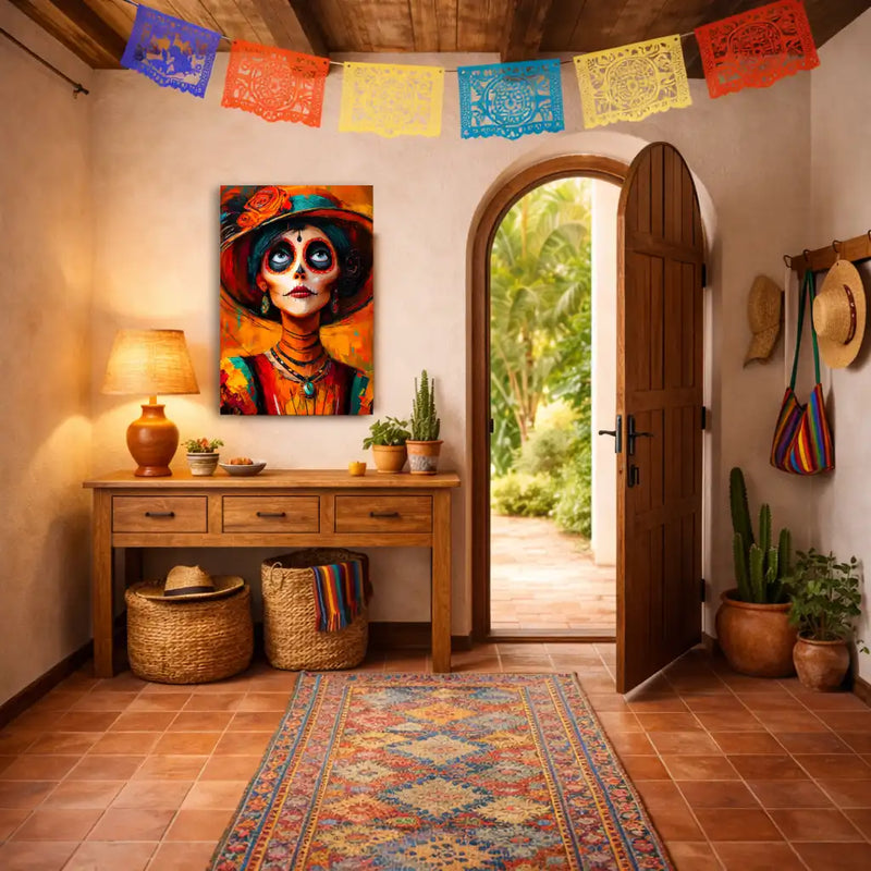 Tableau Catrina Mexicaine – Élégance Colorée et Âme du Día de los Muertos