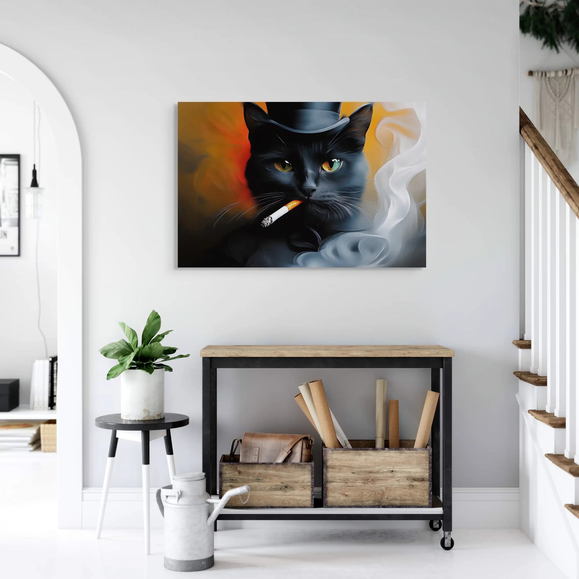 black cat smoking cigarette painting The 1970'sEven Grandma's was a smoker and a drinker. #cat #painting #painter #artist #oil #oilpainting #kitty #smoking #cigarette #artistsoninstagram #cats #catsofinstagram #cats_of_world #catstagram #cute #whisky #whiskey #1970s #70s Its the perfect blend of thoughtfulness and convenience Smoking Cat Wall Art -