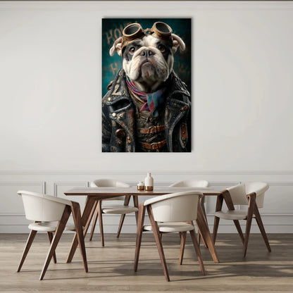 Tableau Chien Original : Aviateur Bulldog