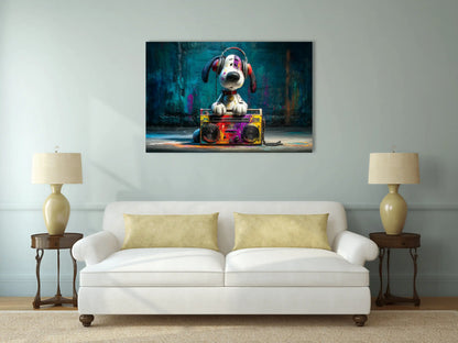 Tableau Chien Street Art : DJ Canin