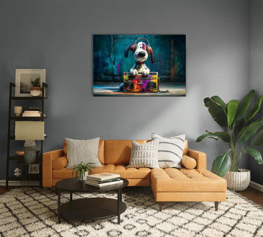 Tableau Chien Street Art : DJ Canin