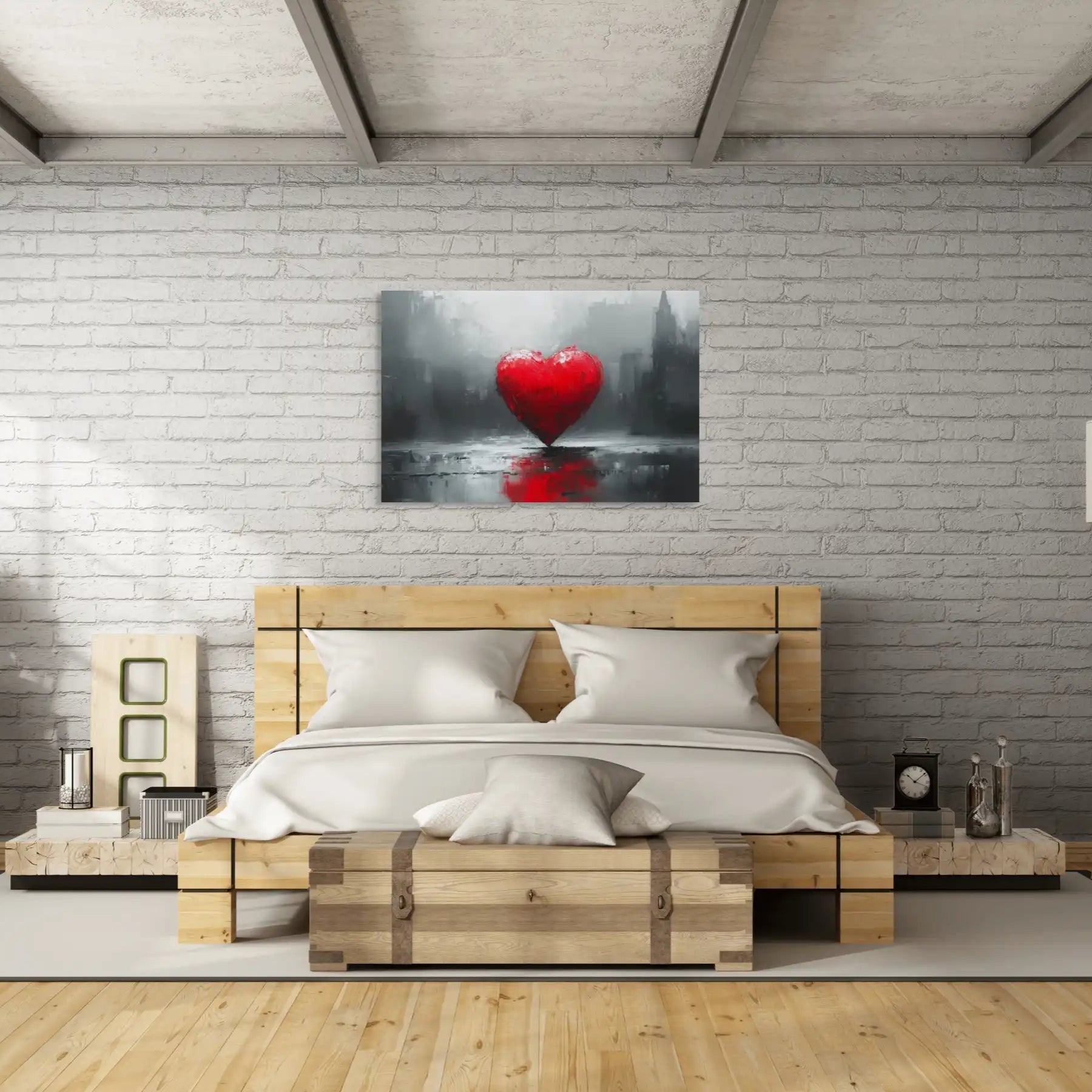 Tableau Coeur Rouge : Amour Urbain Affiches, reproductions et œuvres graphiques Art Virtuoso