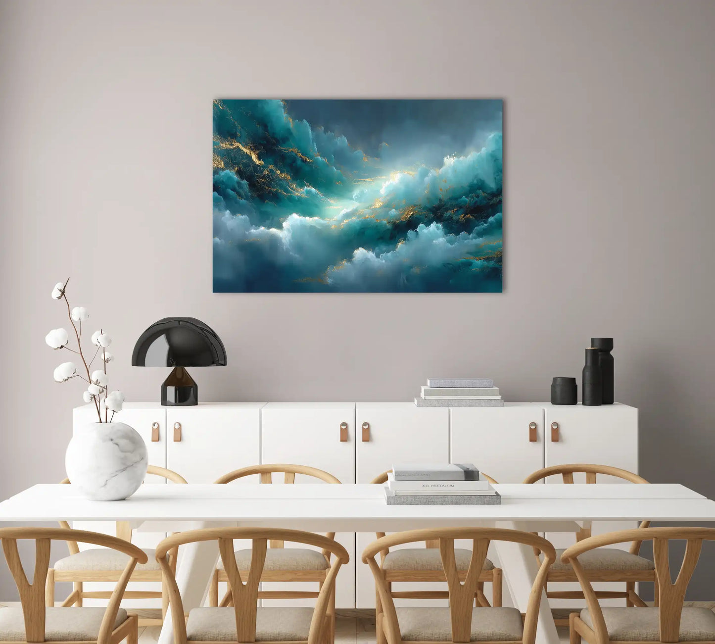 Tableau Contemporain Bleu Canard : Éclats Célestes