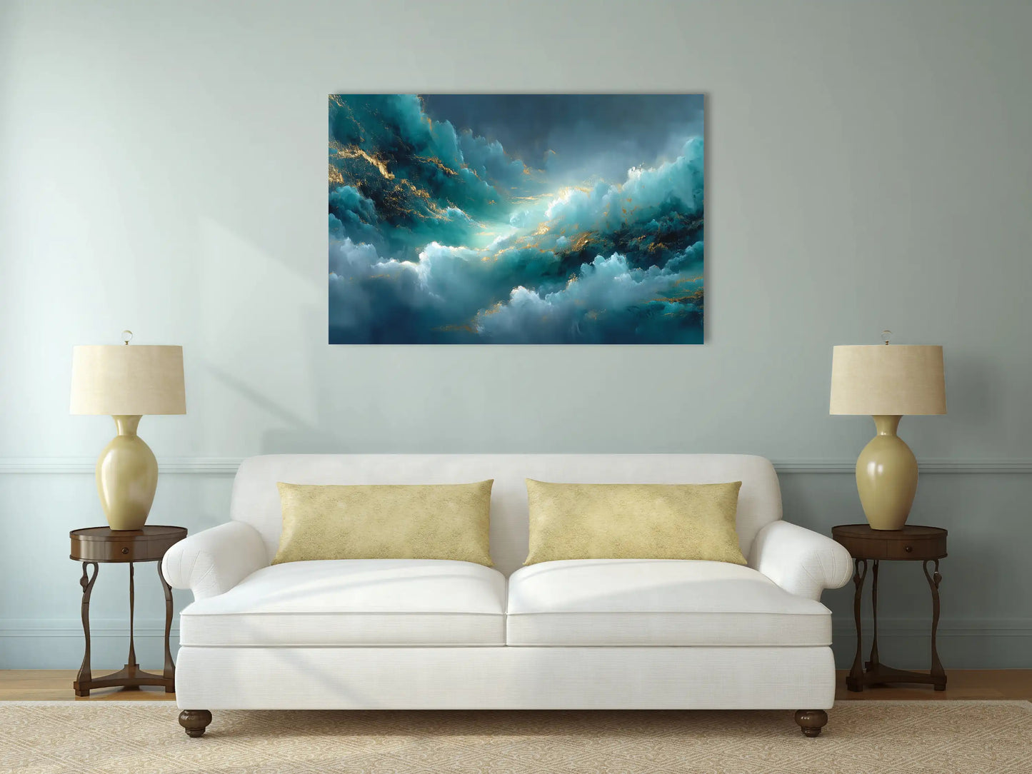 Tableau Contemporain Bleu Canard : Éclats Célestes