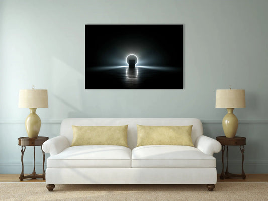 Tableau Contemporain Noir : Portail Lumineux