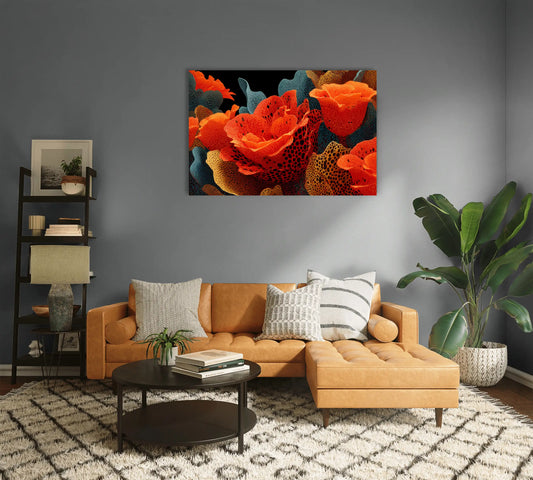 Tableau Contemporain Orange - Jardin Abyssal