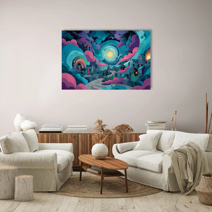 Tableau Contemporain pour Salon - Cité Lunaire
