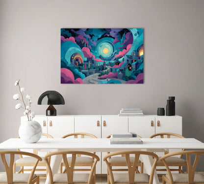 Tableau Contemporain pour Salon - Cité Lunaire
