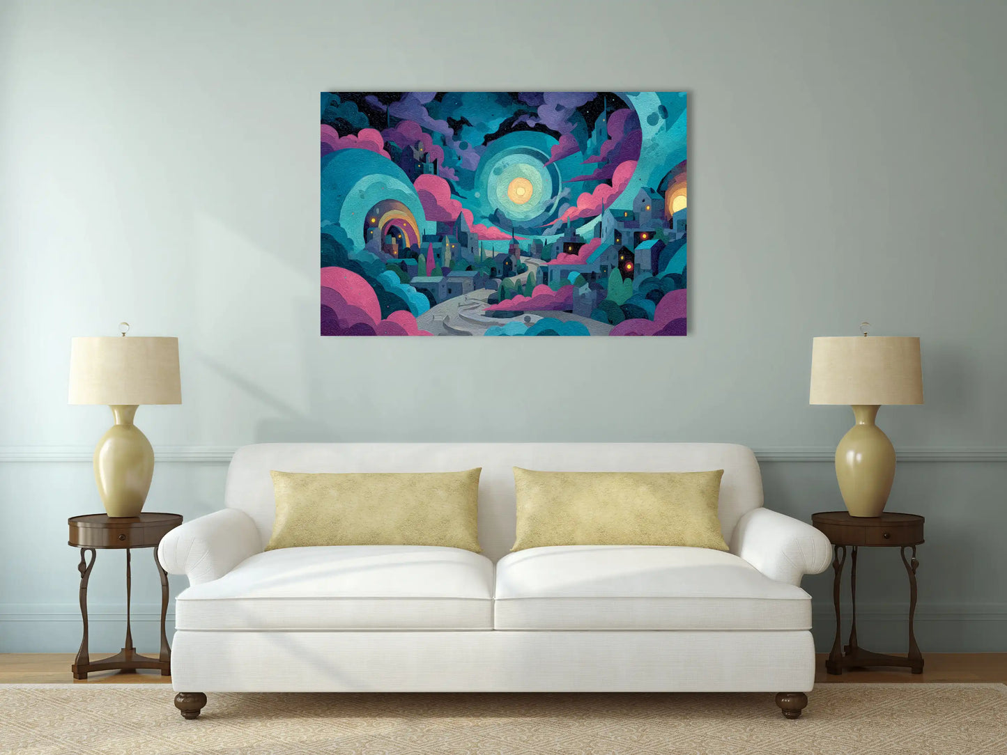 Tableau Contemporain pour Salon - Cité Lunaire