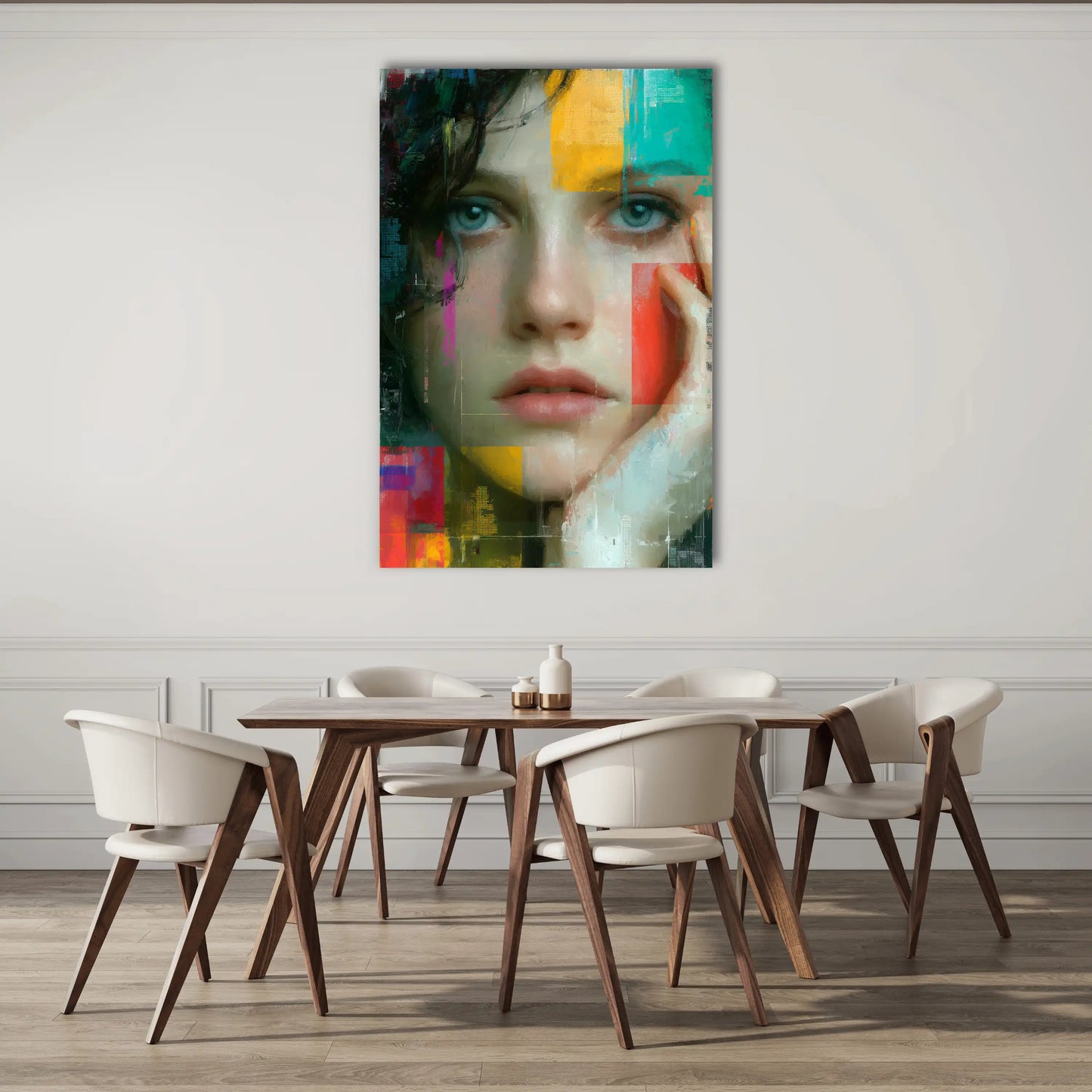 Tableau Contemporain Visage Femme - Fragments d'Émotion