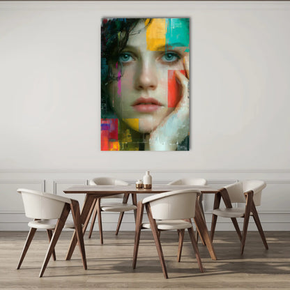 Tableau Contemporain Visage Femme - Fragments d'Émotion