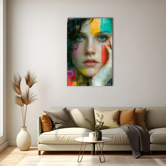 Tableau Contemporain Visage Femme - Fragments d'Émotion
