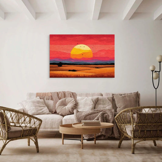 Tableau Coucher de Soleil Peinture : Savane Ardente