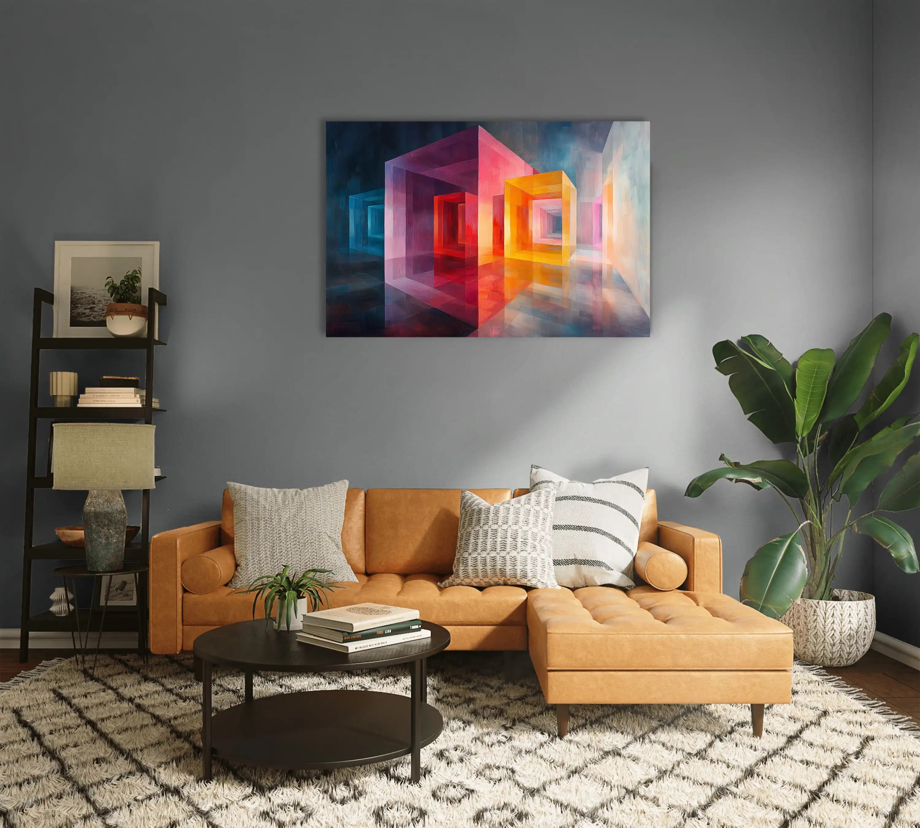 Tableau Cube Géométrique : Dimensions Colorées – Art Virtuoso