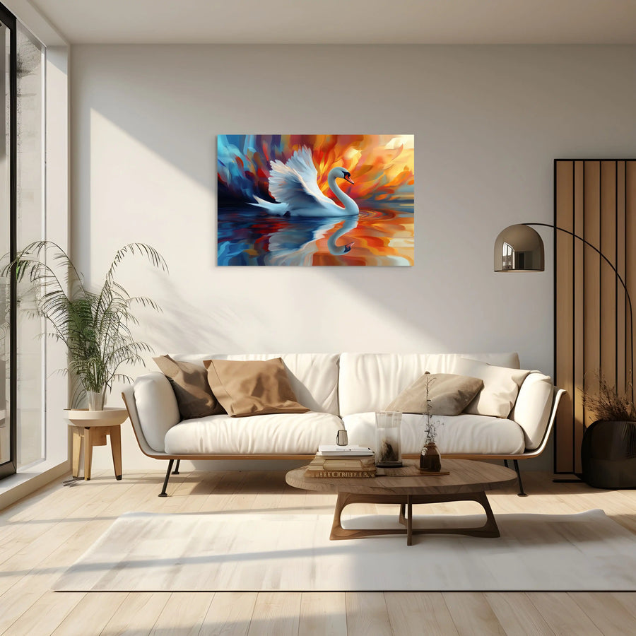 Tableau Cygne : Miroir de Feu