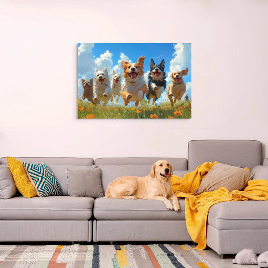 Tableau de Chiens - La Course Joyeuse Affiches, reproductions et œuvres graphiques Art Virtuoso